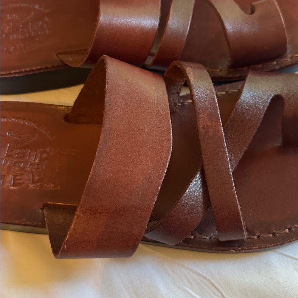 Holy Land Market *NEW* Unisex Leather Biblical Sandals/Slides From Jerusalem - Picture 5 of 14